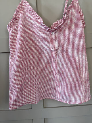 Virginia Camisole Top - Blue/White Gingham Seersucker