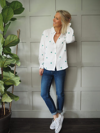 Sea Shell Long Sleeved Cotton Blouse - Off White
