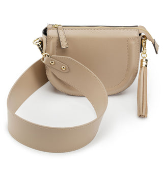 Mooni Crescent Shaped Leather Bag - Dusky Pink