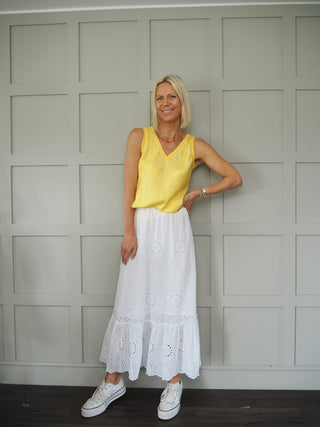 Sarah Silk Mix Vest Top - Black