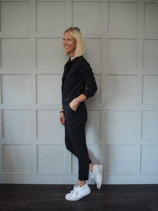 Merkel Leather High Top Trainers with Detachable Beads - White