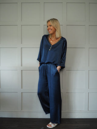 Glitterati V-Neck Top - Black, Champagne, Navy Blue