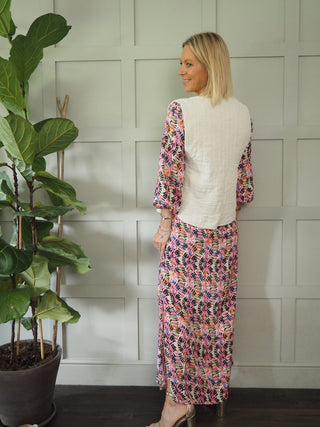 Lucinda Soft Cotton Waistcoat, Super Versatile &amp; No Fastening - Ecru, Navy Blue