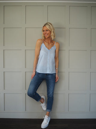 Virginia Camisole Top - Blue/White Stripe