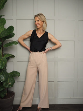 Sarah Silk Mix Vest Top - Black