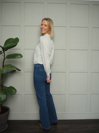 Salu Cotton Blouse - Green/Off White Stripes