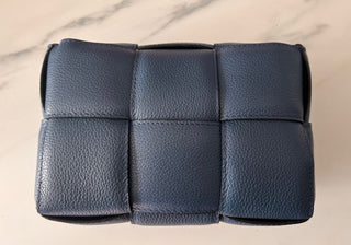 Jerry Leather Square Woven Design Bag with Gold Clasp Fastening - Black, Blue, Orange and Taupe