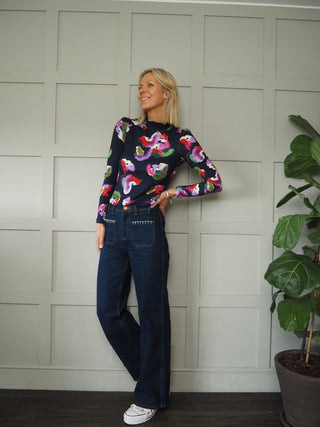 Violets Turtle Neck by Pom Amsterdam - Navy Blue