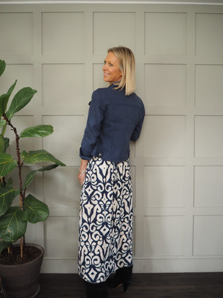 Indigo Lightweight Cotton Jacket with Button Fastening &amp; Pockets -  Black