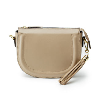 Mooni Crescent Shaped Leather Bag - Taupe