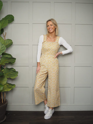 Ambre Claire Cotton Dungarees by Frnch - Floral