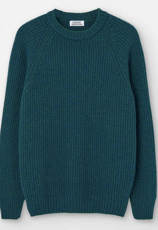 Men's Duo Round Neck Chunky Knit Jumper - Green/Navy, Ochre/Camel