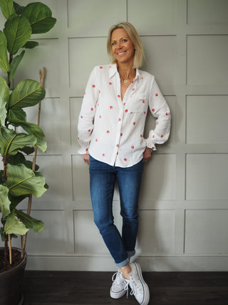 Sea Shell Long Sleeved Cotton Blouse - Off White