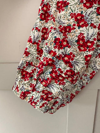 Sweetheart Short Sleeve Blouse - Red Floral