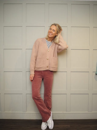 Marceo Boot Cut Corduroy Trousers - Ecru