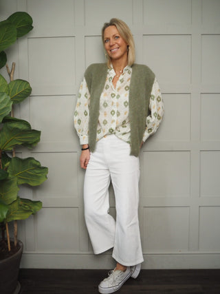 Zele Cardigan with No Fastenings - Khaki Green