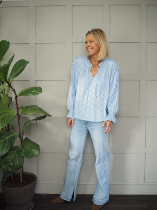 Sander Blouse with Broderie Anglaise Detail - Off White