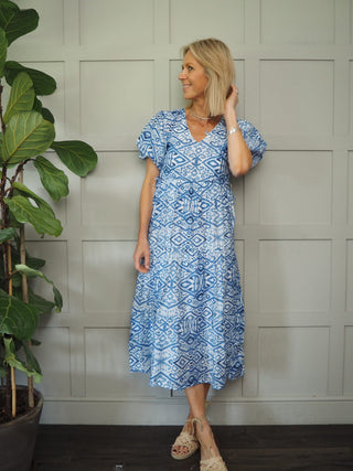 Liberty Dress - Beige, Blue, Green