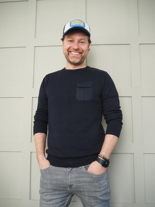 Men’s Ben Lightweight Cotton Round Neck Jumper - Navy Blue