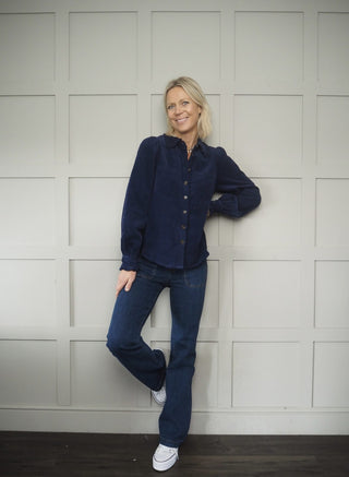 Baya Long Sleeve Corduroy Blouse by Frnch - Navy Blue