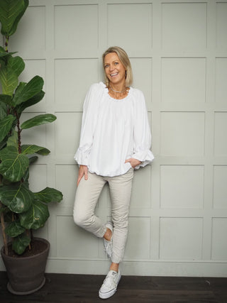 Tarina On/Off Shoulder Blouse - Sky Blue