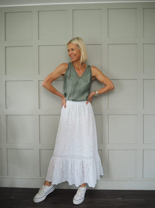 Sarah Silk Mix Vest Top - Black