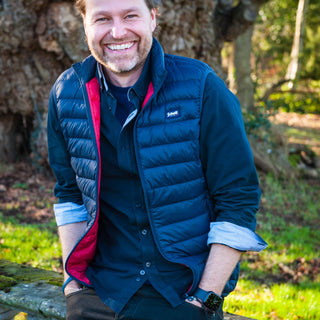 Men's Cotton Striped Collar and Cuff Shirt - Navy Blue