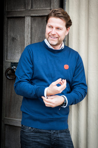 Men's Aino Dot Cotton Jumper by Loreak Median - Ochre with Logo