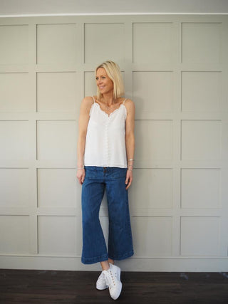 Gem Camisole with Ruffle Detail - Navy Blue