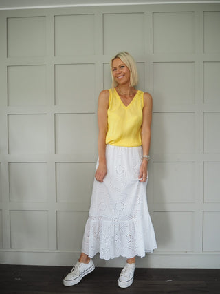 Sarah Silk Mix Vest Top - Black