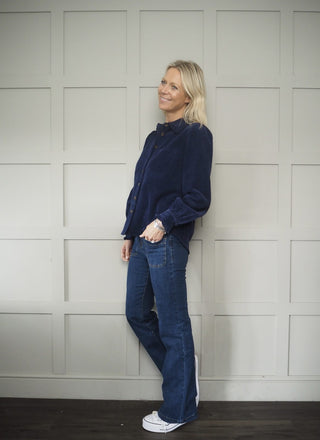 Baya Long Sleeve Corduroy Blouse by Frnch - Navy Blue