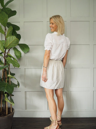 Kakia Linen Skirt - Stone, White