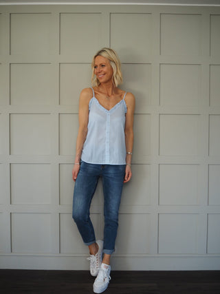 Virginia Camisole Top - Blue/White Stripe