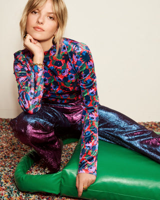 Stardust Wide Leg, Lined Trousers with Side Pockets by Pom Amsterdam - Gold, Violet