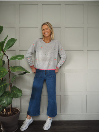 Celia Round Neck Cashmere Jumper by Brodie - Light Grey