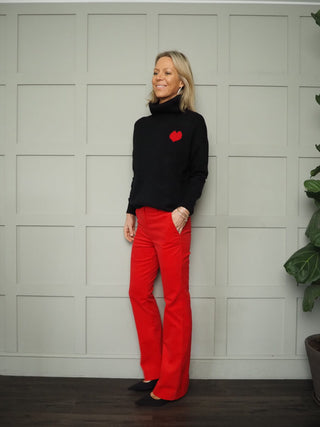 Elenice BootCut Trousers by Emme - Navy Blue, Red