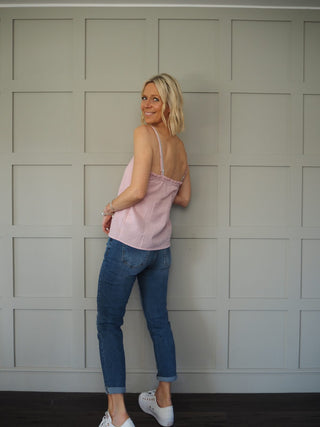 Virginia Camisole Top - Blue/White Stripe