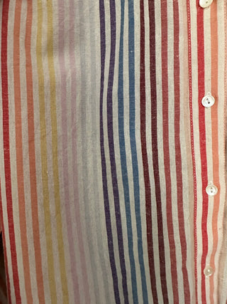 Capucine Cotton Blouse by Frnch - Oatmeal with Multi Coloured Stripes