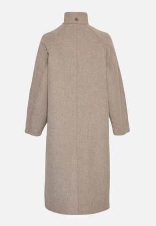 Chjosia Coat, Wool Blend, Lined With High Collar &amp; Detachable Scarf by Moss Copenhagen - Taupe