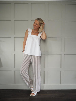 Cressida 'Dotted' Vest Top with Ruffle Detail - White