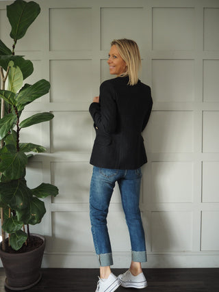 Simi Striped Cardigan with Button Fastenings - Camel/Off White