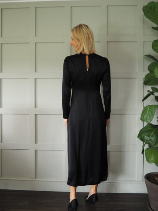 Falliella Dress with Knot Detail and Side Slits by Ottod'Ame - Black, Green and Navy Blue