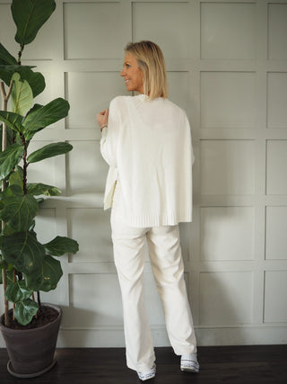 Simi Striped Cardigan with Button Fastenings - Camel/Off White