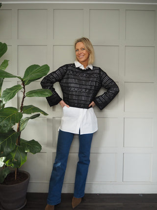 Nisha Cropped Crocheted Jumper - Cream