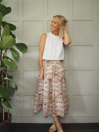 Oyo Maxi Skirt - Beige, Green