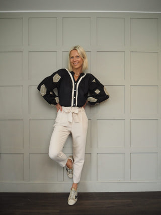 Cassie Blouse Embroidered with Fringing - Off White