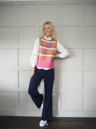 Zely Wide Leg Corduroy Trousers by Frnch - Powder Blue