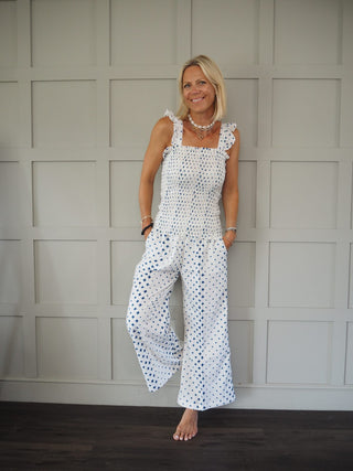 Pyjamas Blue Diamond Print - Long