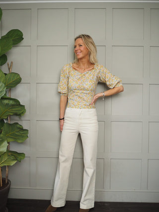 Sweetheart Short Sleeve Blouse - Red Floral