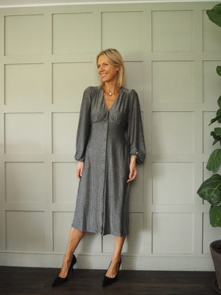 Wendy Midi Dress by Frnch - Silver